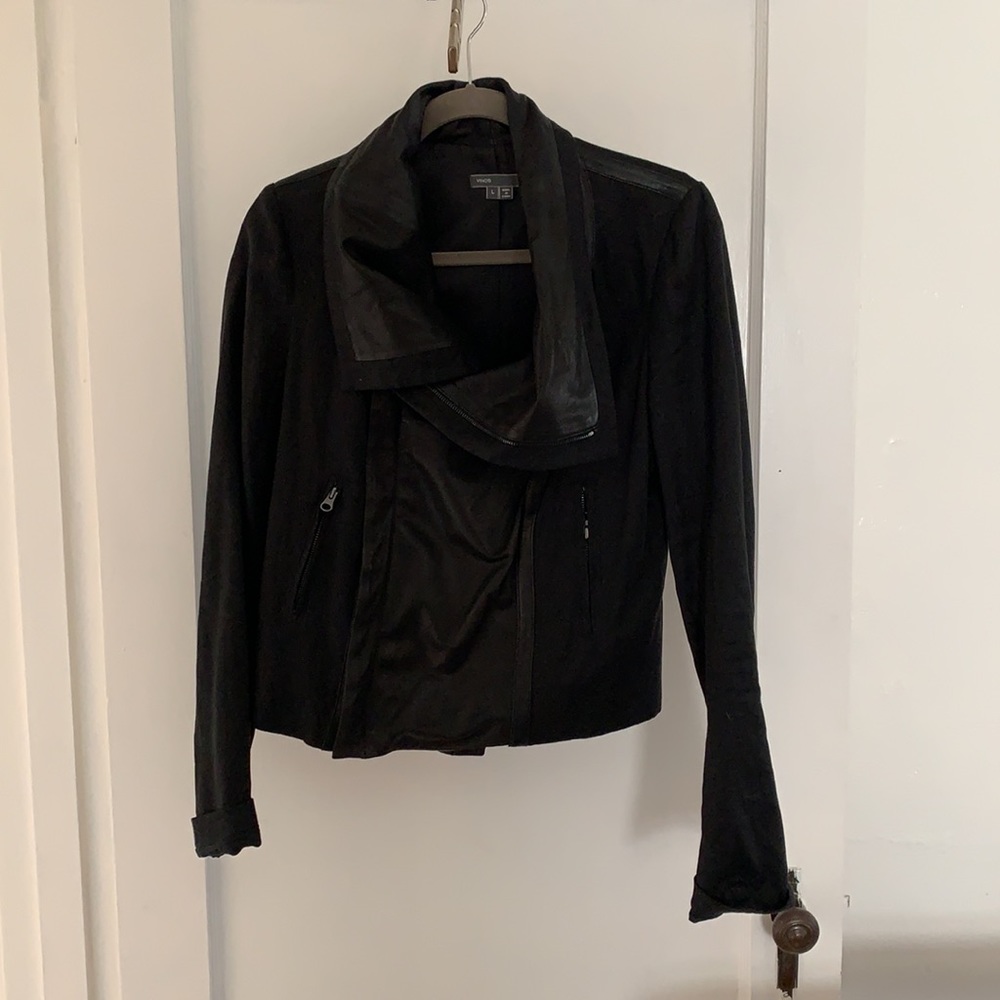Vince. Linen and Leather moto jacket sz Large - Picture 6 of 8